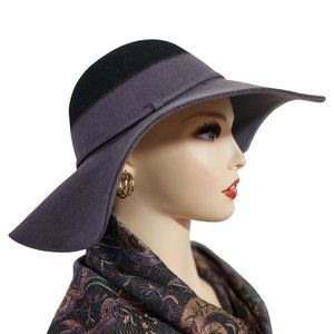 Nordstrom Wool Wide Brimmed Floppy Hat Boho Black and Gray